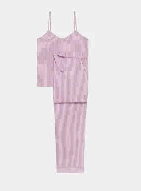 Mauve Stripe Women's Organic Cotton Cami Trouser Set