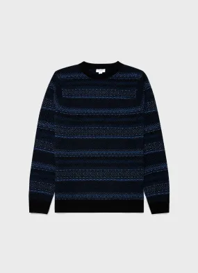 Men's Lambswool Fair Isle Jumper in Navy Fairisle