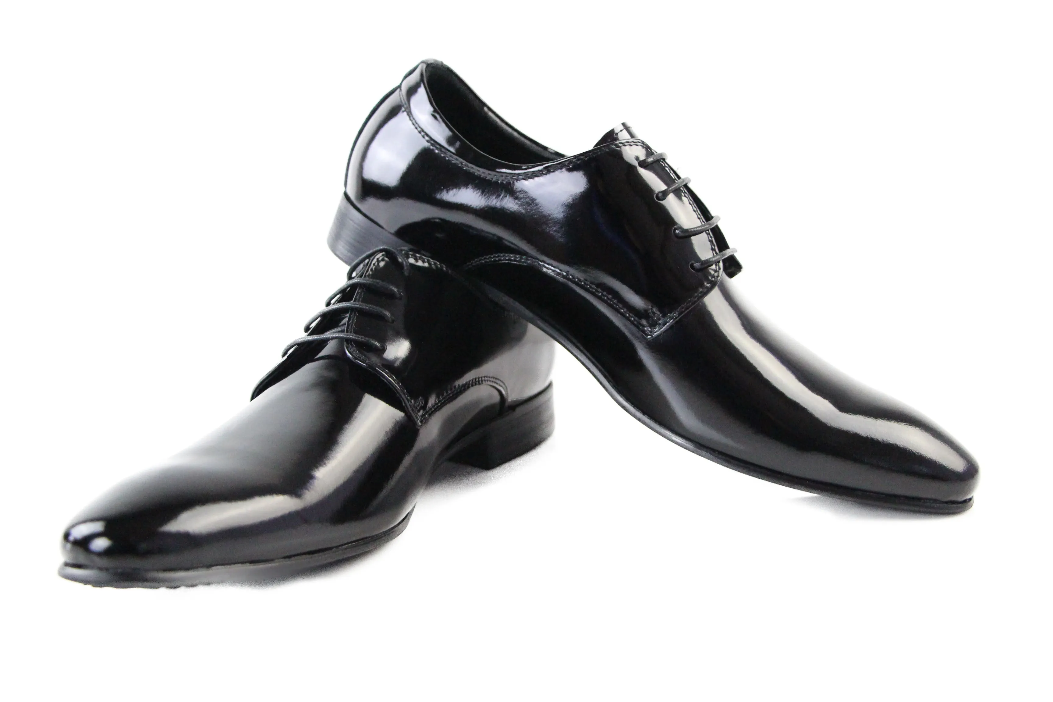 Mens Zasel Bond Patent Black Shiny Leather Lace Up Shoes