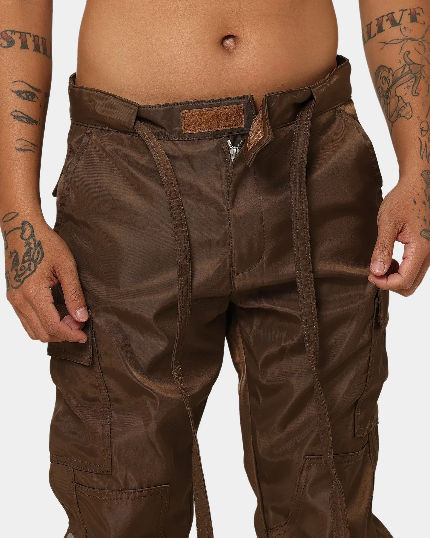 MNML Snap Zipper II Cargo Pants Brown