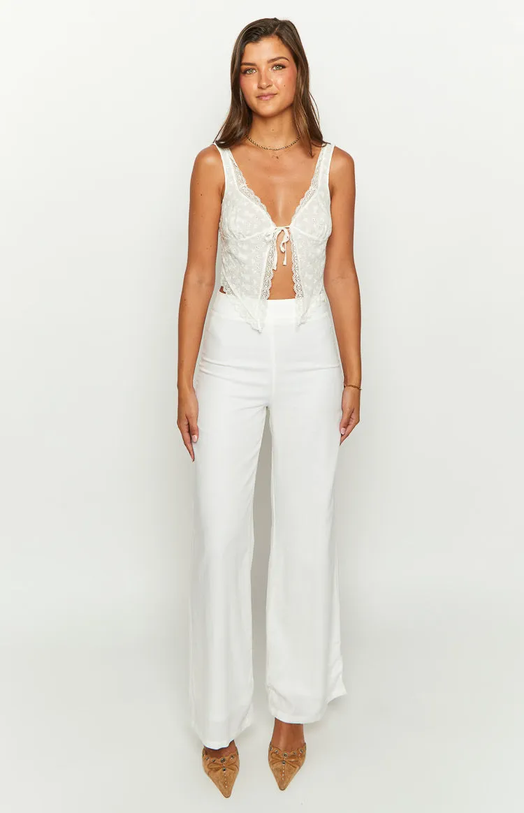 Mykonos White Linen Blend Pants