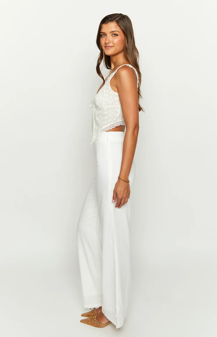 Mykonos White Linen Blend Pants