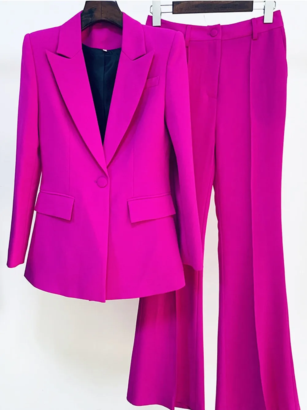 NAOMA Blazer & Flared Pants Set in Fuchsia