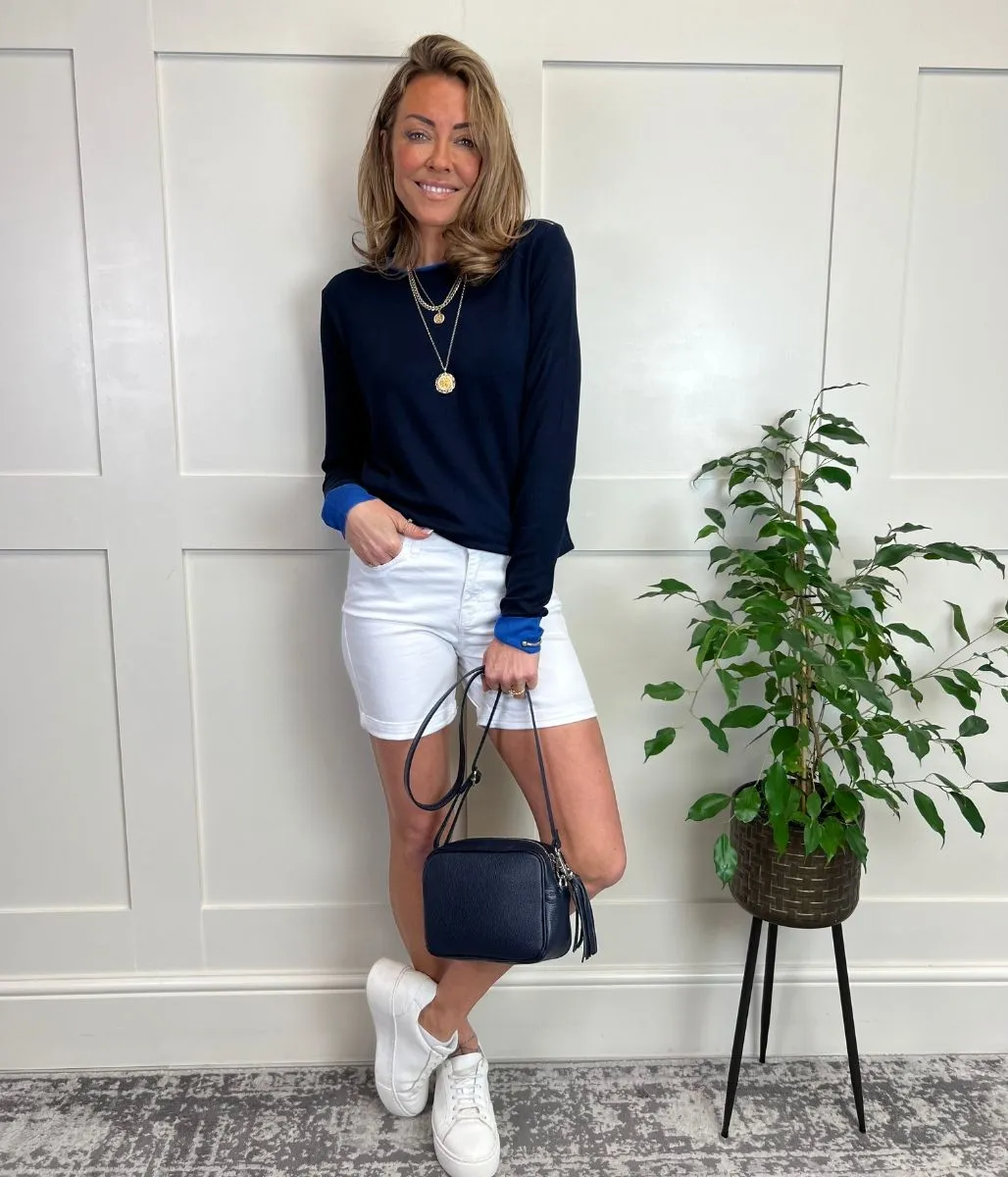 Navy Zip Shoulder Jumper