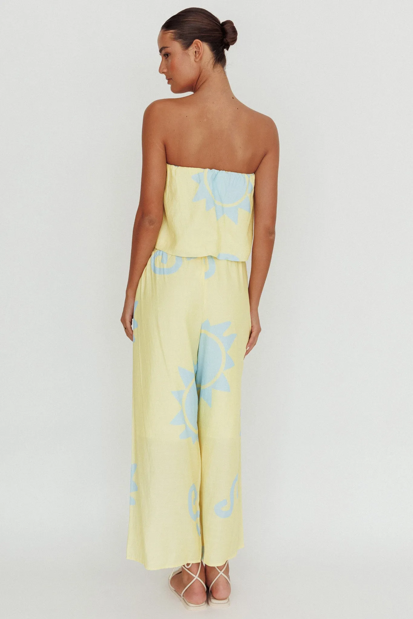 Nectar Sun Print Wide Leg Pants Yellow