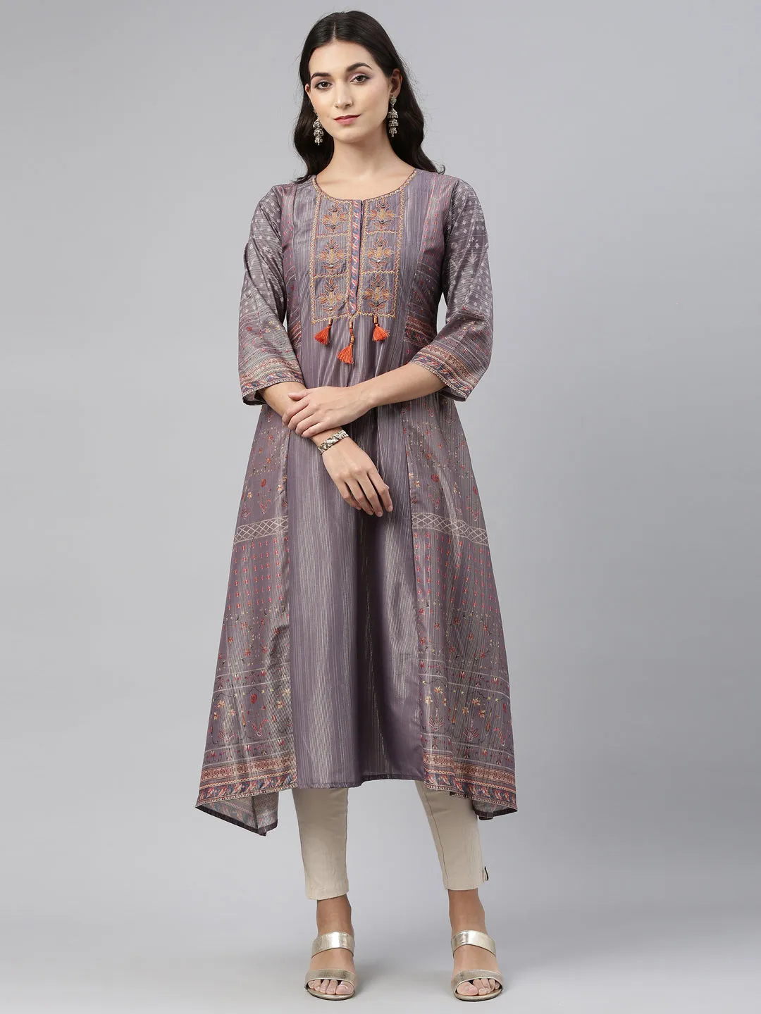 Neeru's Gray Color Model Fabric Tunic