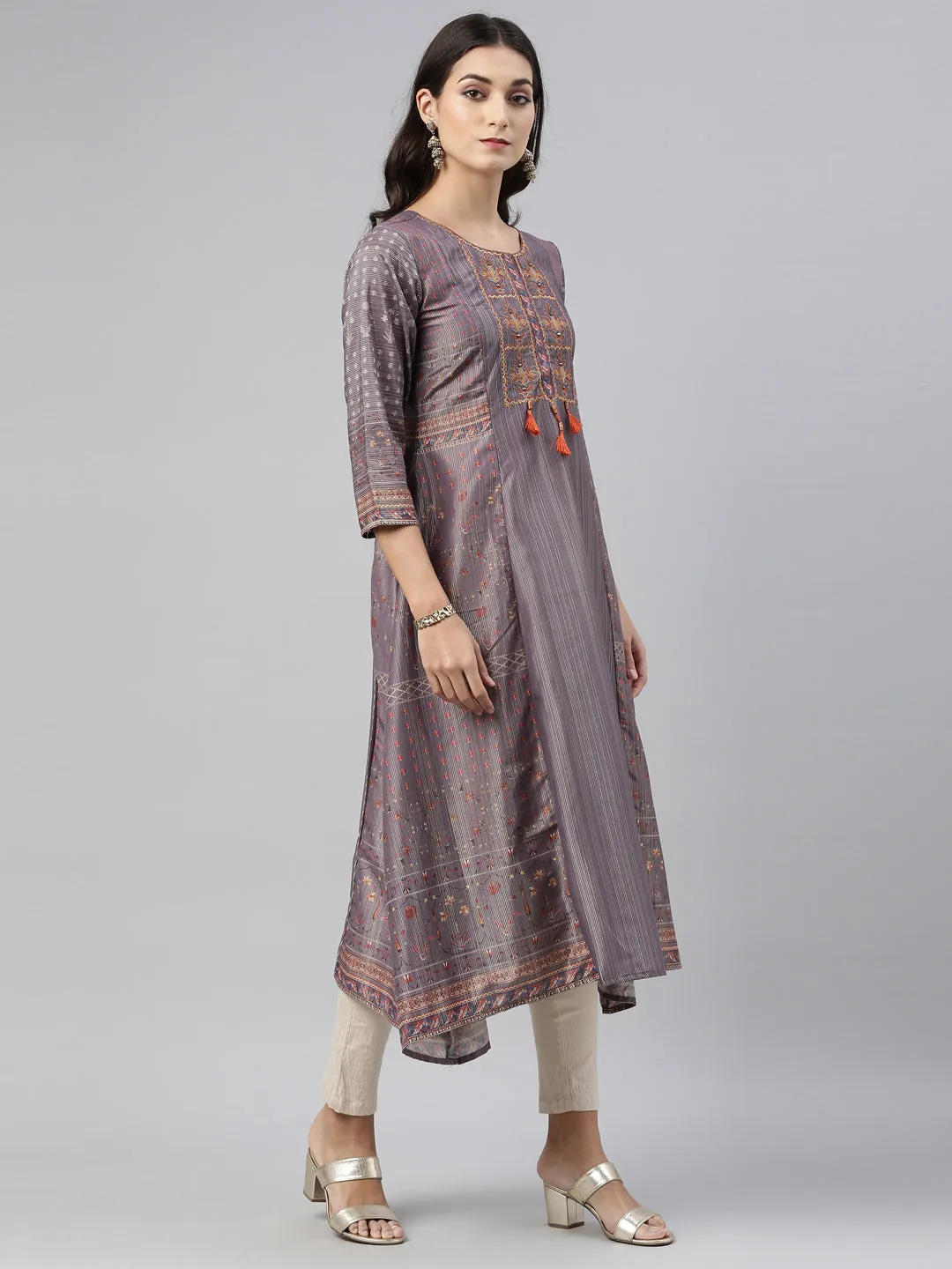 Neeru's Gray Color Model Fabric Tunic