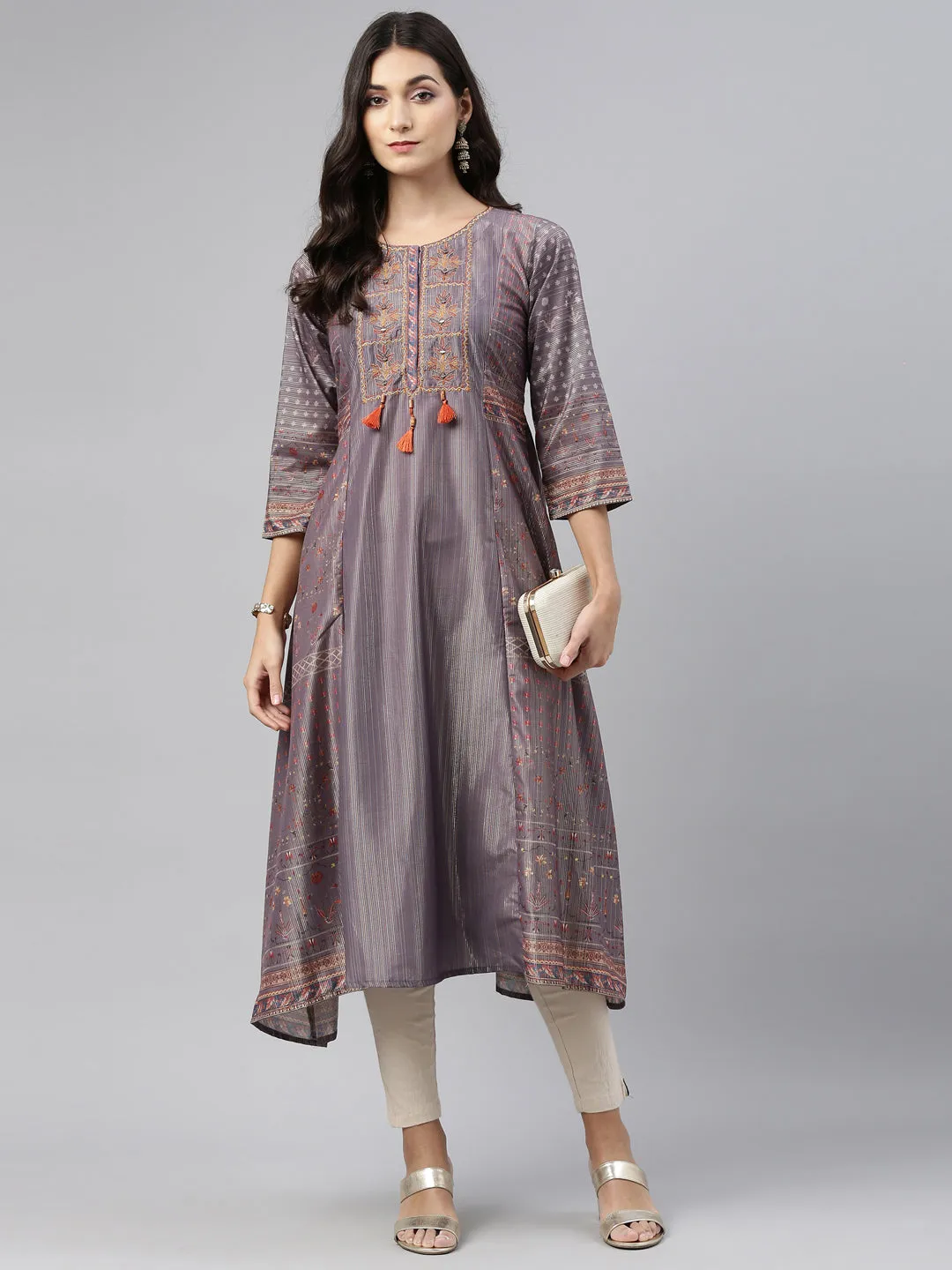 Neeru's Gray Color Model Fabric Tunic