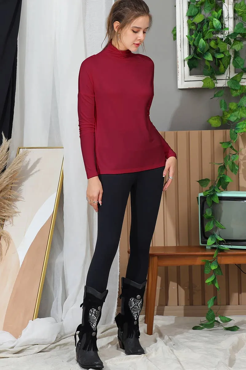 NINEXIS - CWTTL992_LONG SLEEVE TURTLE NECK TUNIC CASUAL TOP: Black / (L) 1