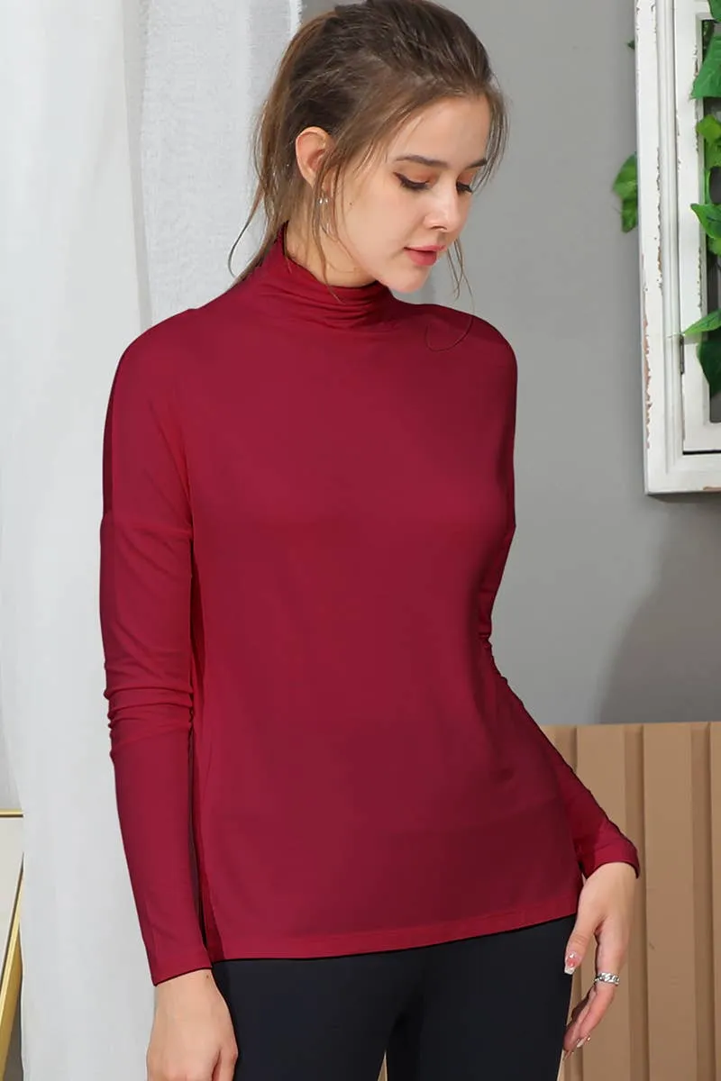 NINEXIS - CWTTL992_LONG SLEEVE TURTLE NECK TUNIC CASUAL TOP: Black / (L) 1