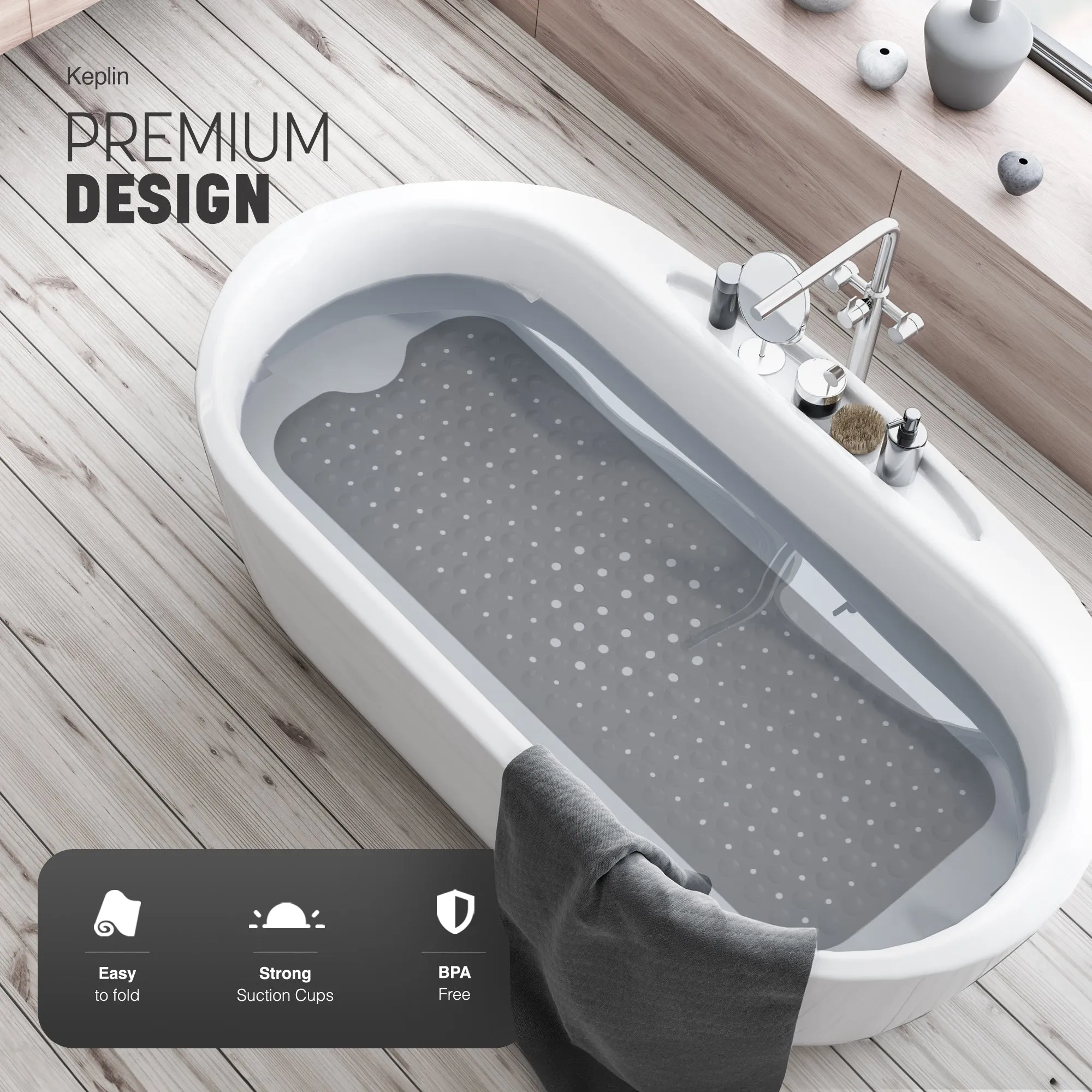 Non-Slip Bath Mat - Soft and Comfortable Mat with Machine Washable Design