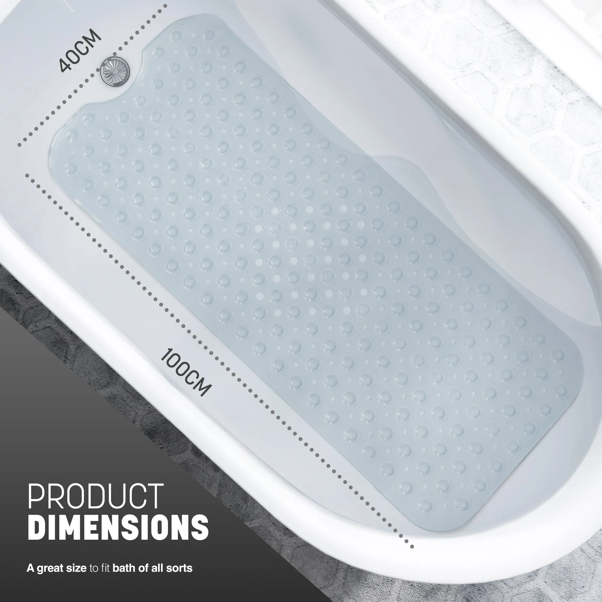 Non-Slip Bath Mat - Soft and Comfortable Mat with Machine Washable Design