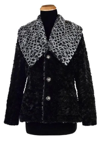 Norma Jean Coat, Reversible - Luxury Faux Fur in Snow Owl with Cuddly Fur in Black (Only One Small Left)