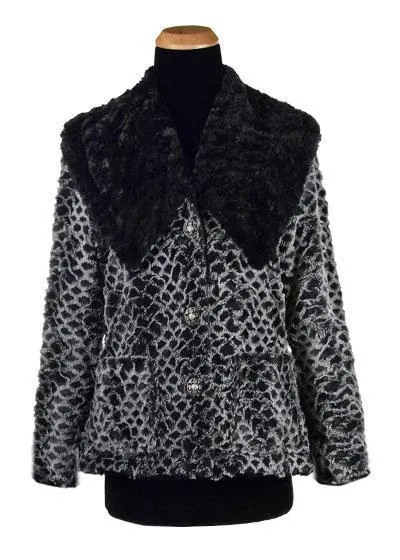 Norma Jean Coat, Reversible - Luxury Faux Fur in Snow Owl with Cuddly Fur in Black (Only One Small Left)