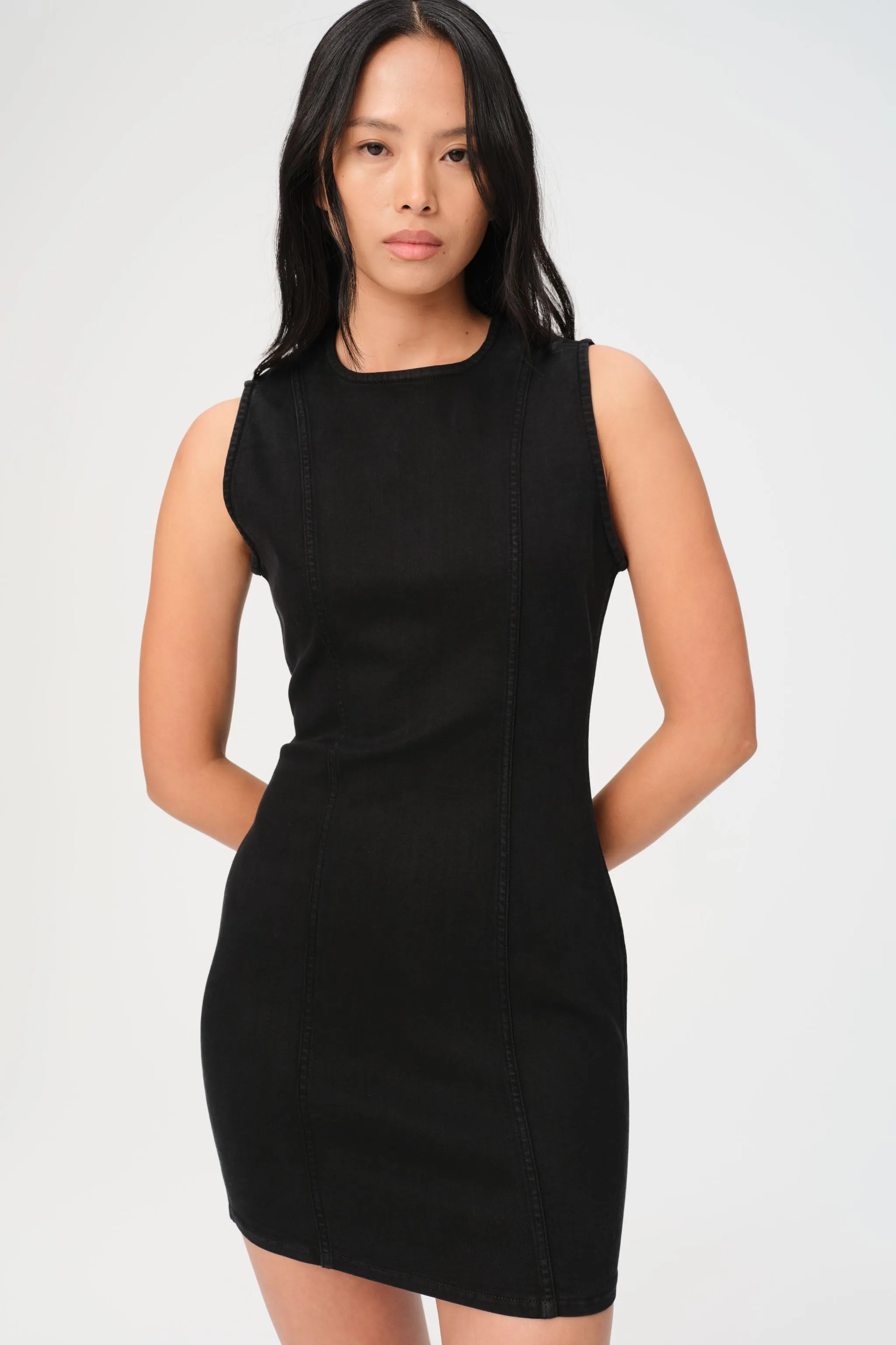  OPO - DENIM MINI DRESS | JET BLACK