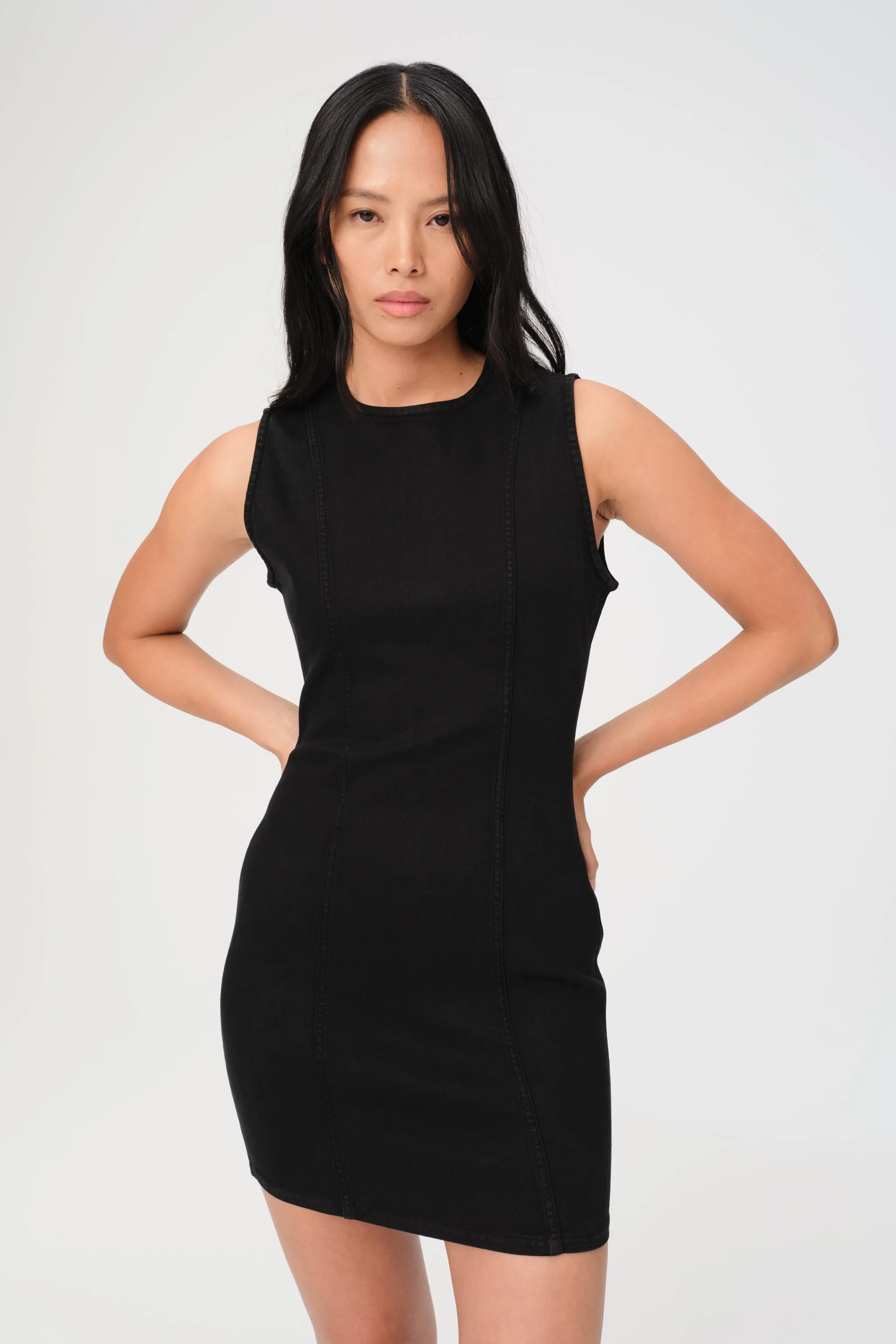  OPO - DENIM MINI DRESS | JET BLACK