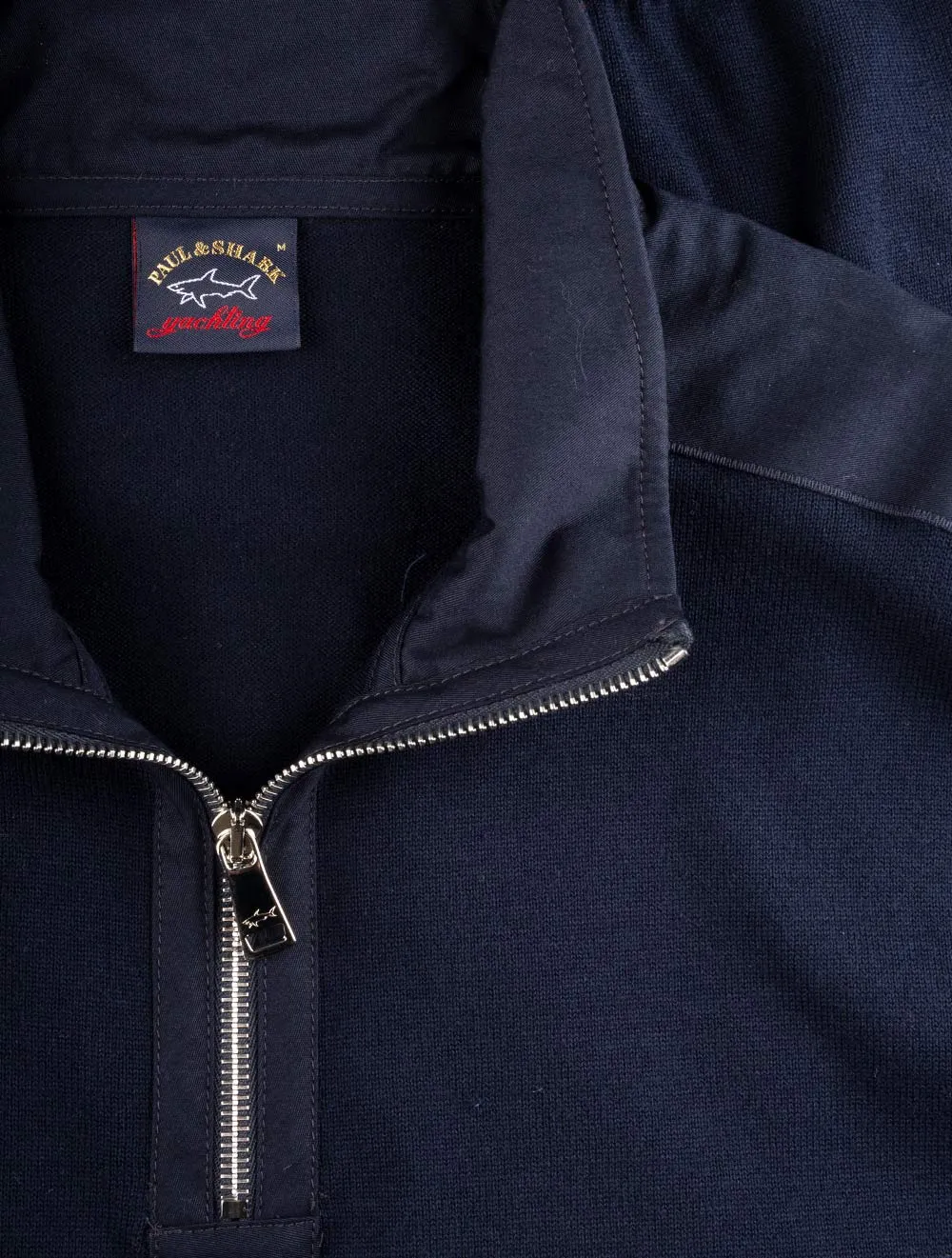 Organic Cotton Half Zip Sweater With Iconic Badge Navy