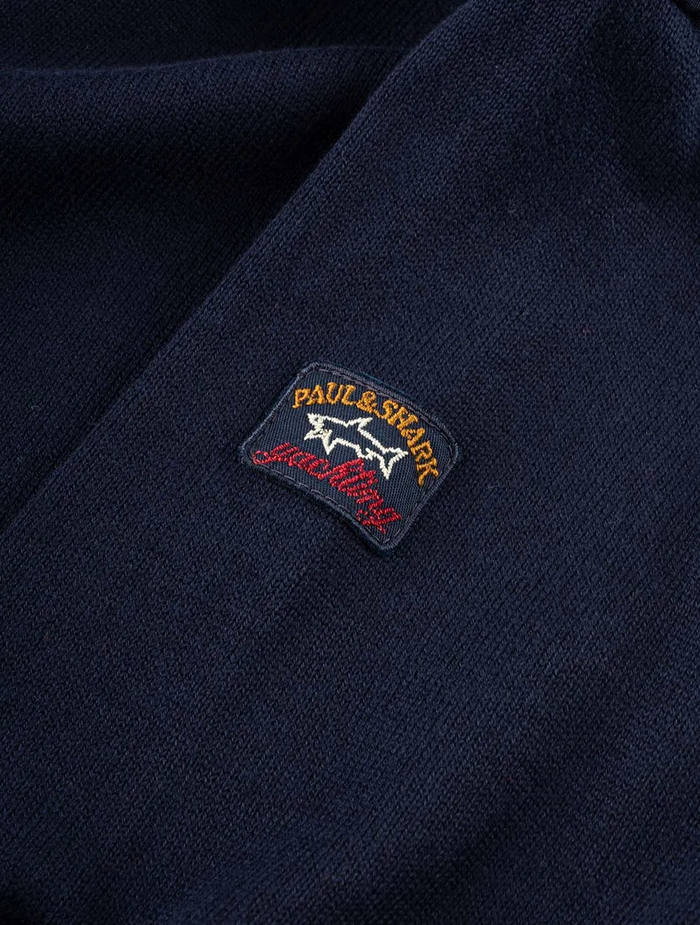 Organic Cotton Half Zip Sweater With Iconic Badge Navy