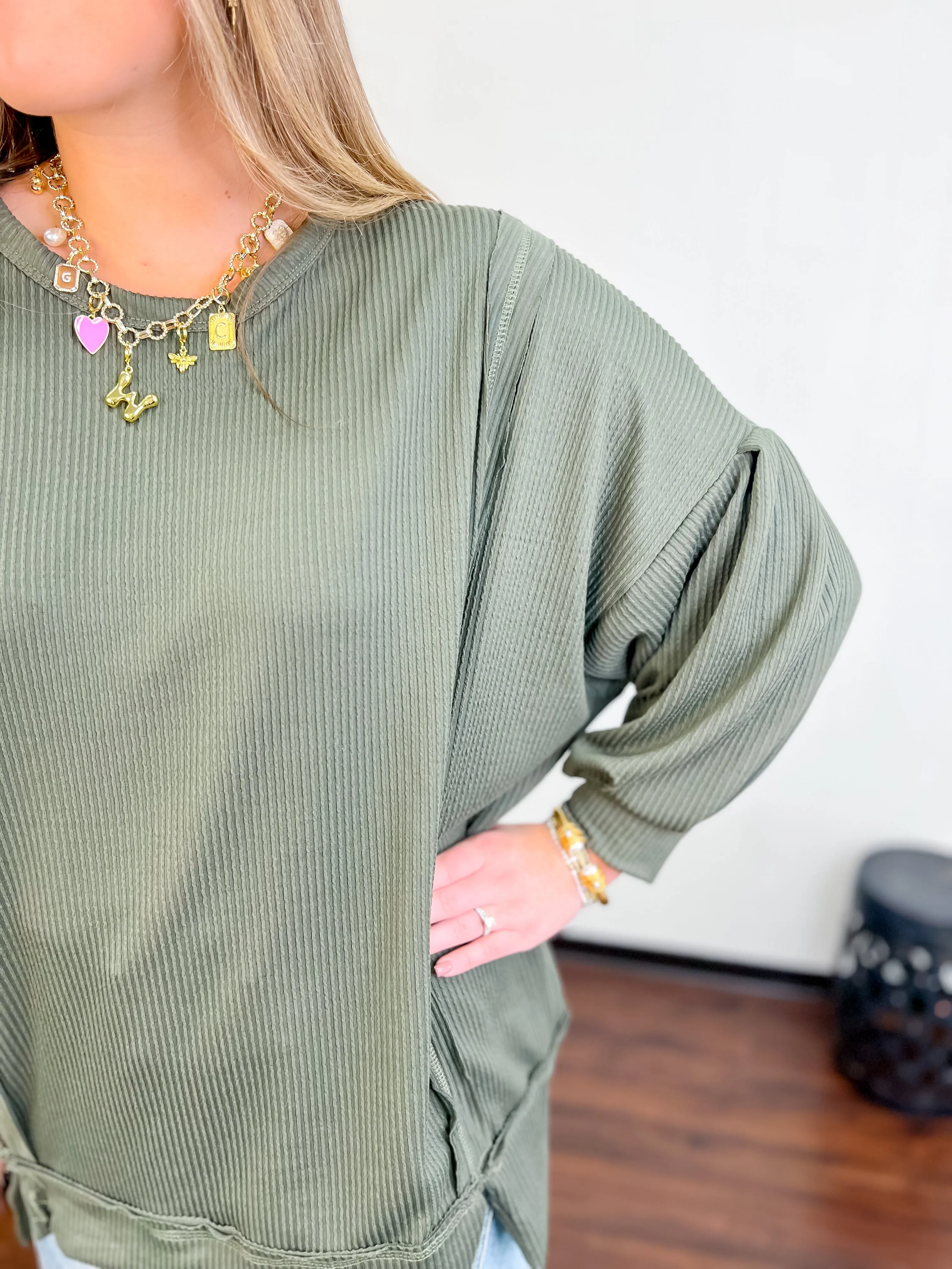 Over-Sized Tunic Top-Olive