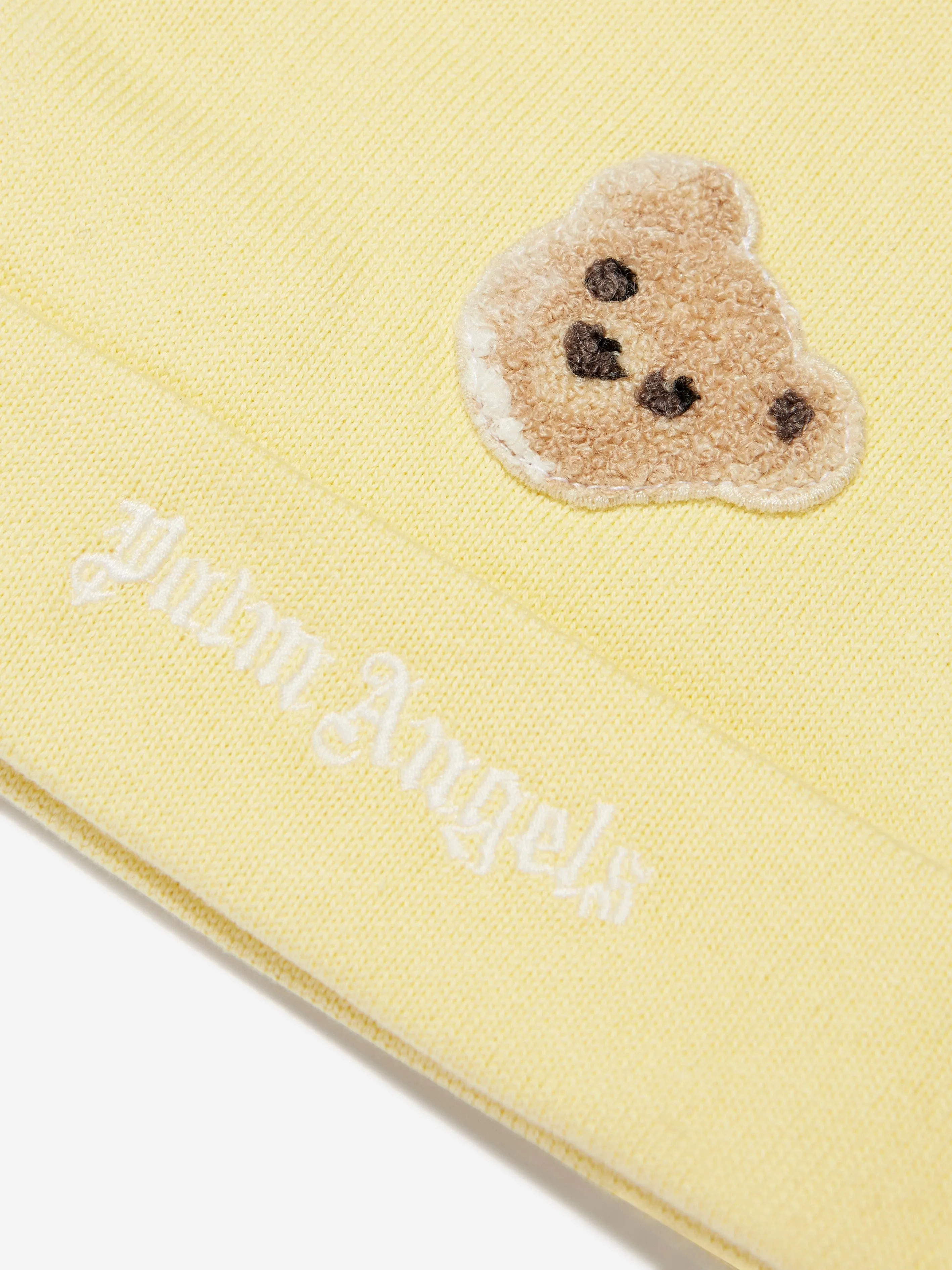 Palm Angels Baby Logo PA Bear Knit Beanie in Yellow