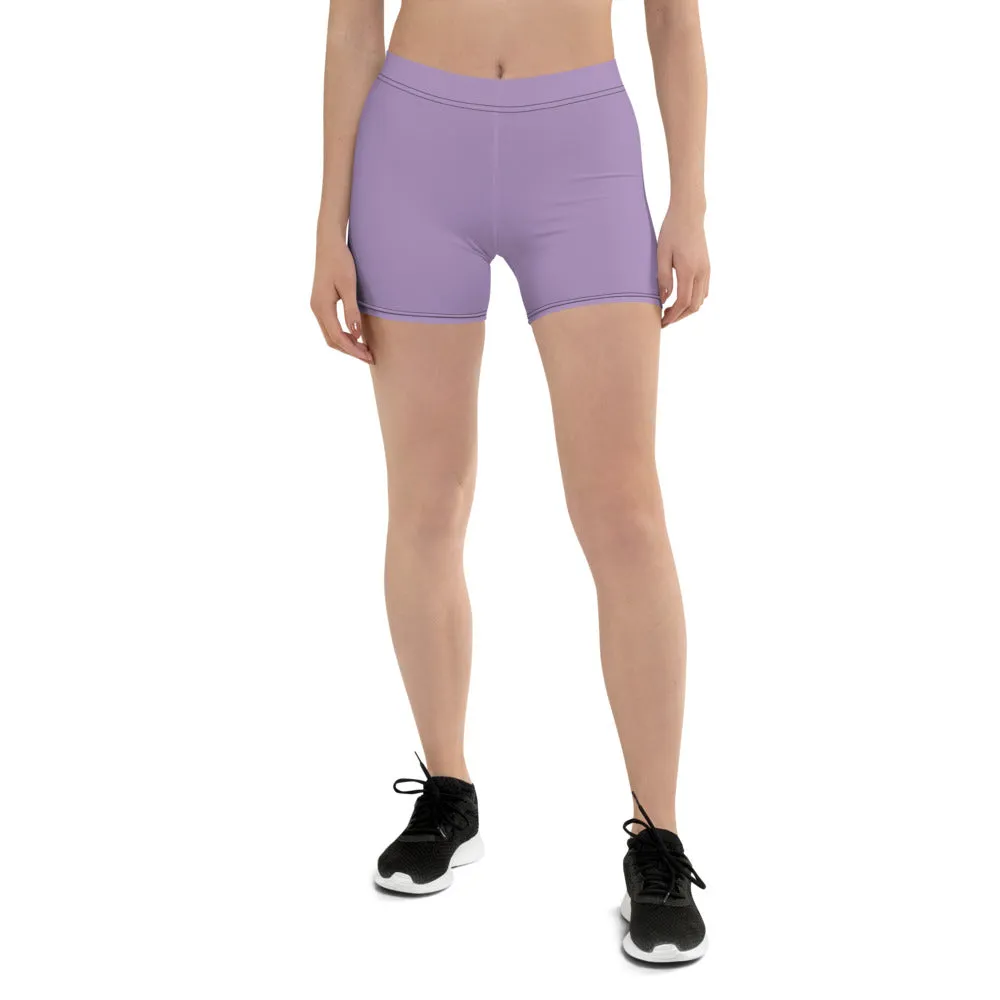 Pastel Purple Women's Shorts, Solid Color Premium Quality Short Tights-Made in USA/EU