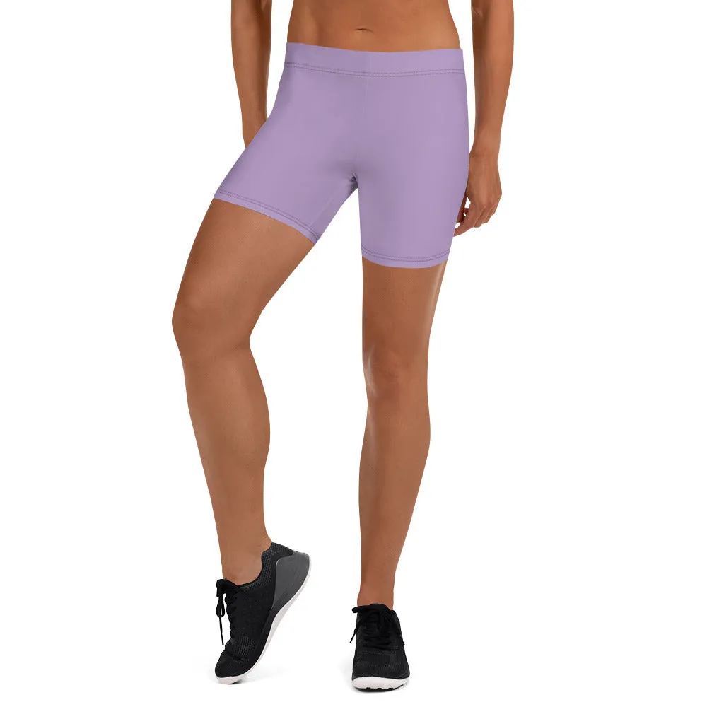 Pastel Purple Women's Shorts, Solid Color Premium Quality Short Tights-Made in USA/EU