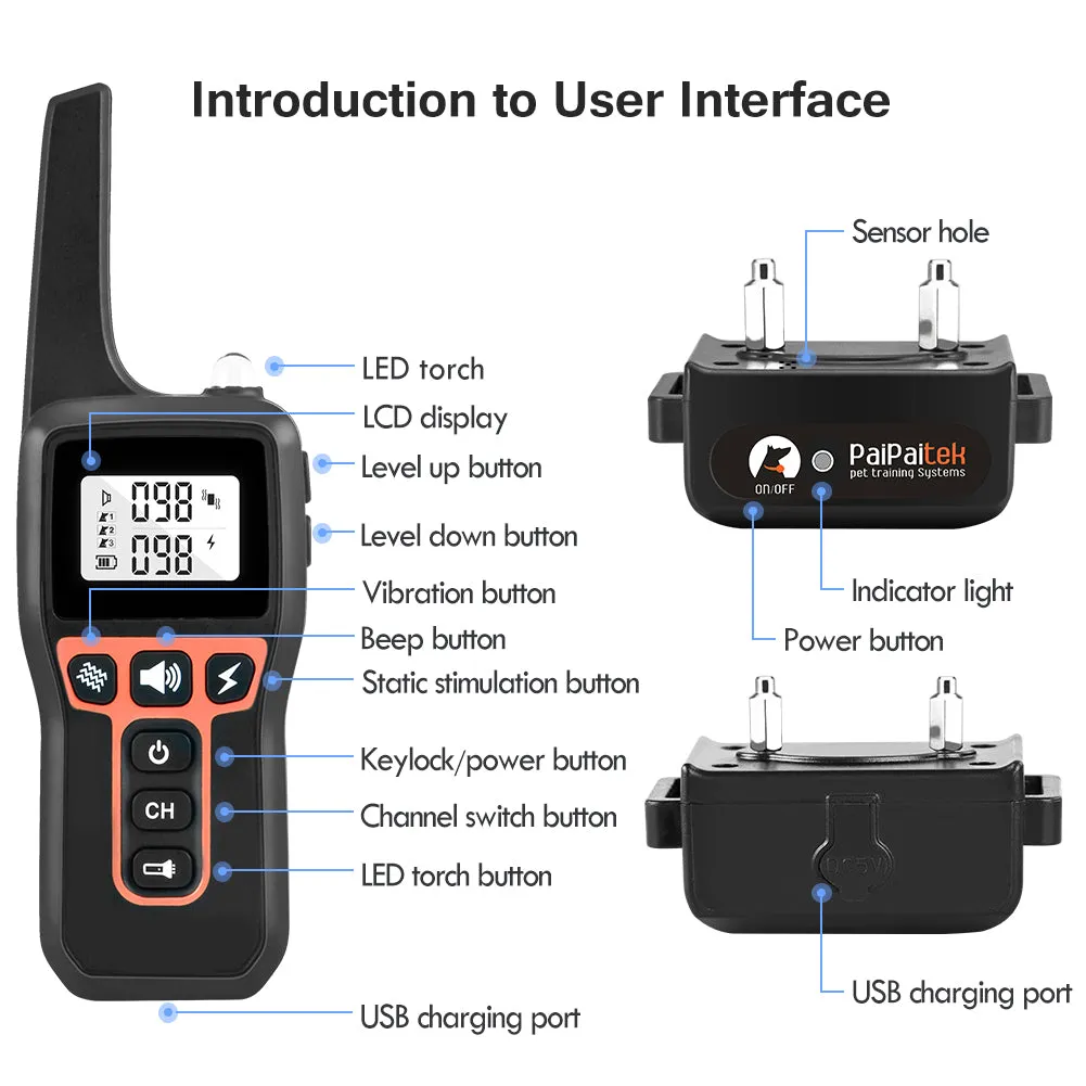 PD 529-TIO 2 IN 1 Dog Remote Training Collar And Automatic Bark Stop With Shock