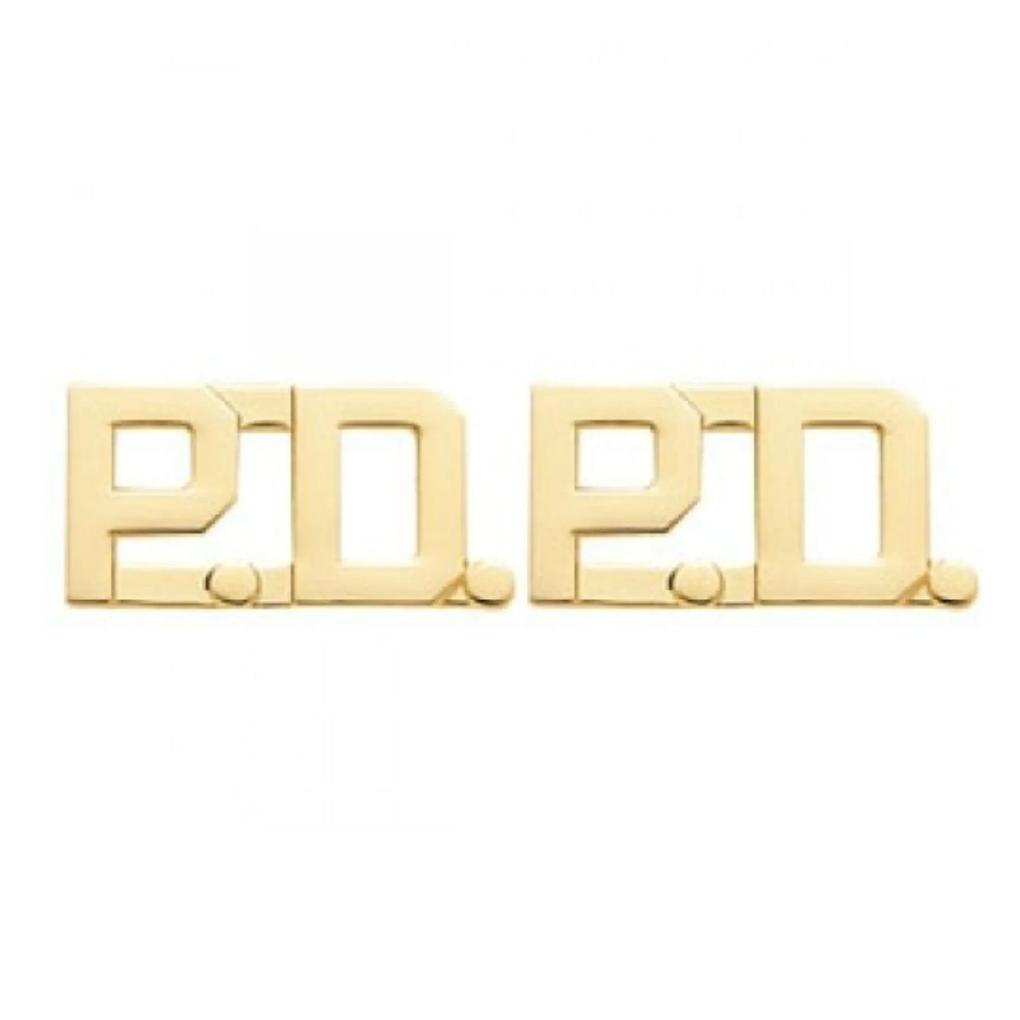 'PD' Police Department Insignia 3/8" Letter | Gold or Silver