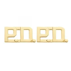 'PD' Police Department Insignia 3/8" Letter | Gold or Silver