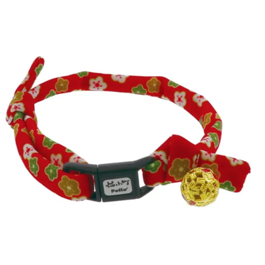 PETIO Japanese Pattern Cat Collar With Floral Bell