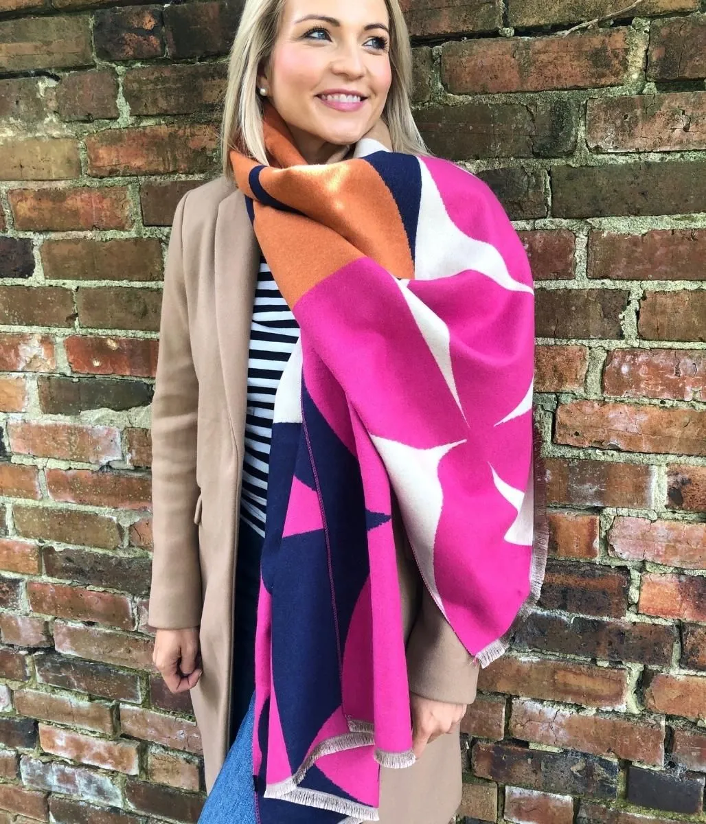 Pink Melody Retro Cashmere Blend Scarf