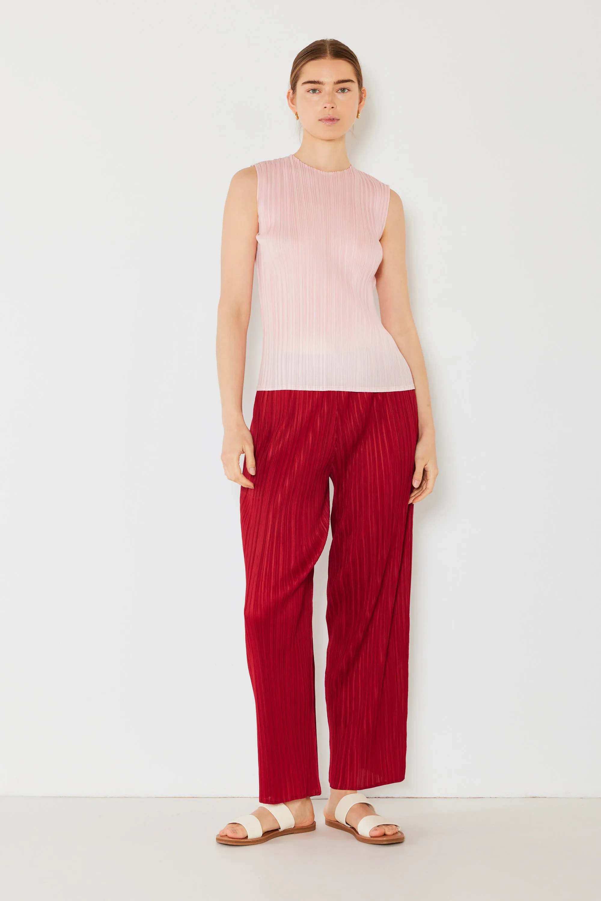 Pleated classic straight long pants - Style#P01BS