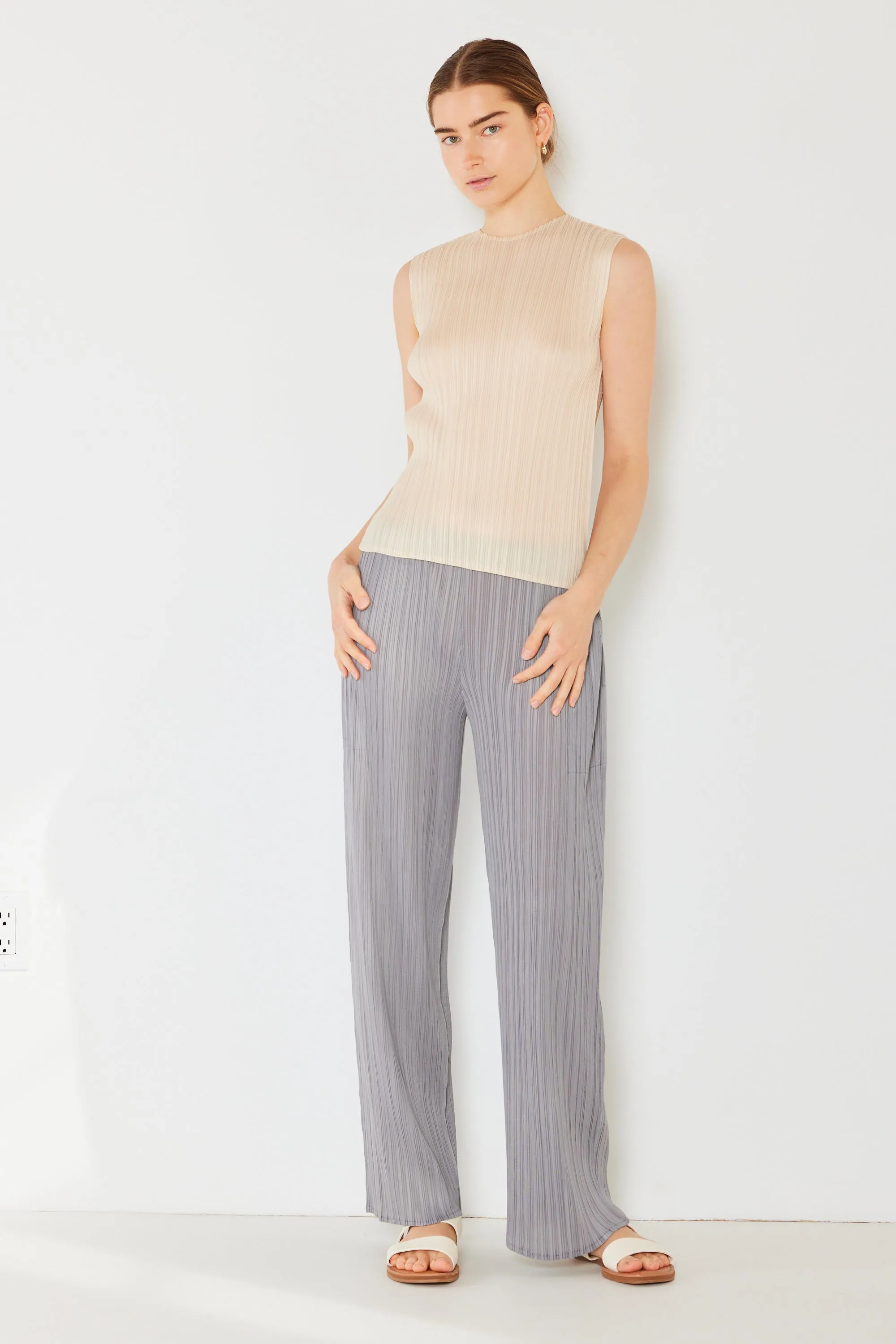 Pleated classic straight long pants - Style#P01BS