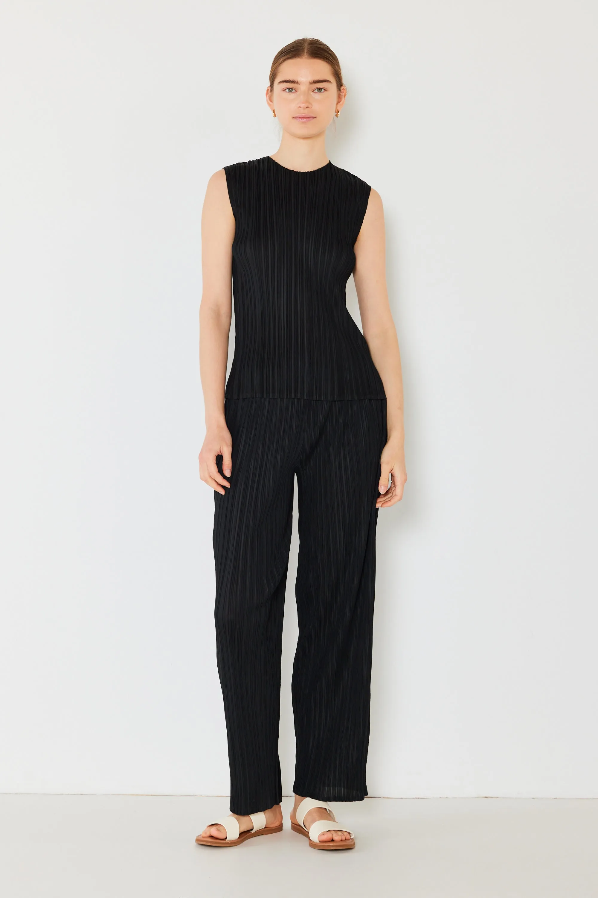 Pleated classic straight long pants - Style#P01BS