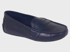 Polo 20074 100% Leather and Lining Boy's Loafer Shoes - Driving Penny - Navy, Top Stitching at the toe