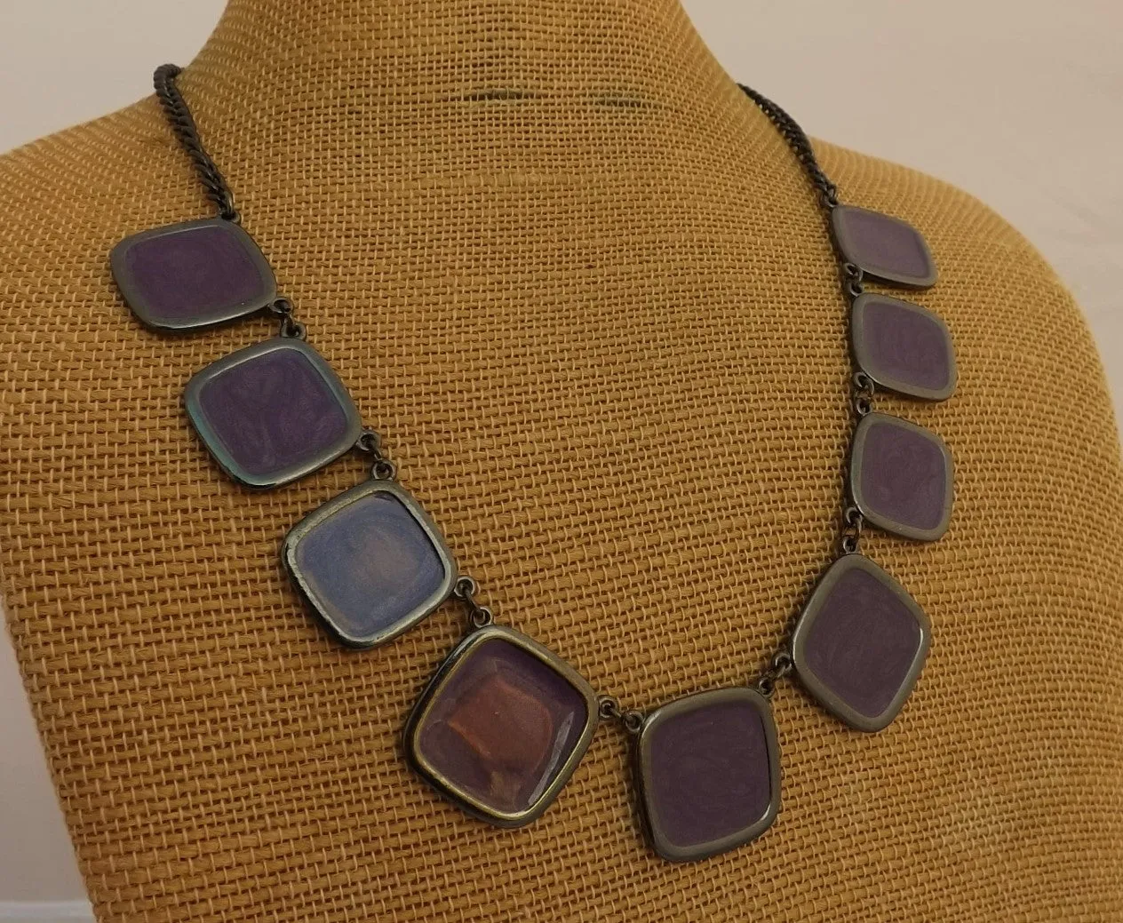 Purple & Black Square Collar Necklace