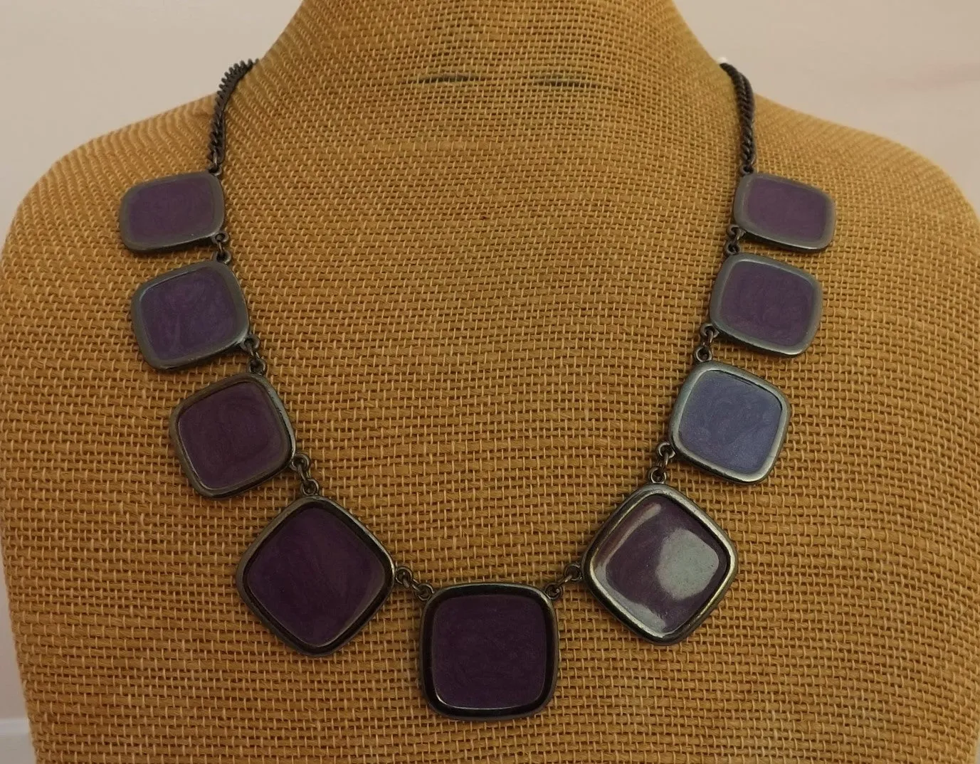 Purple & Black Square Collar Necklace