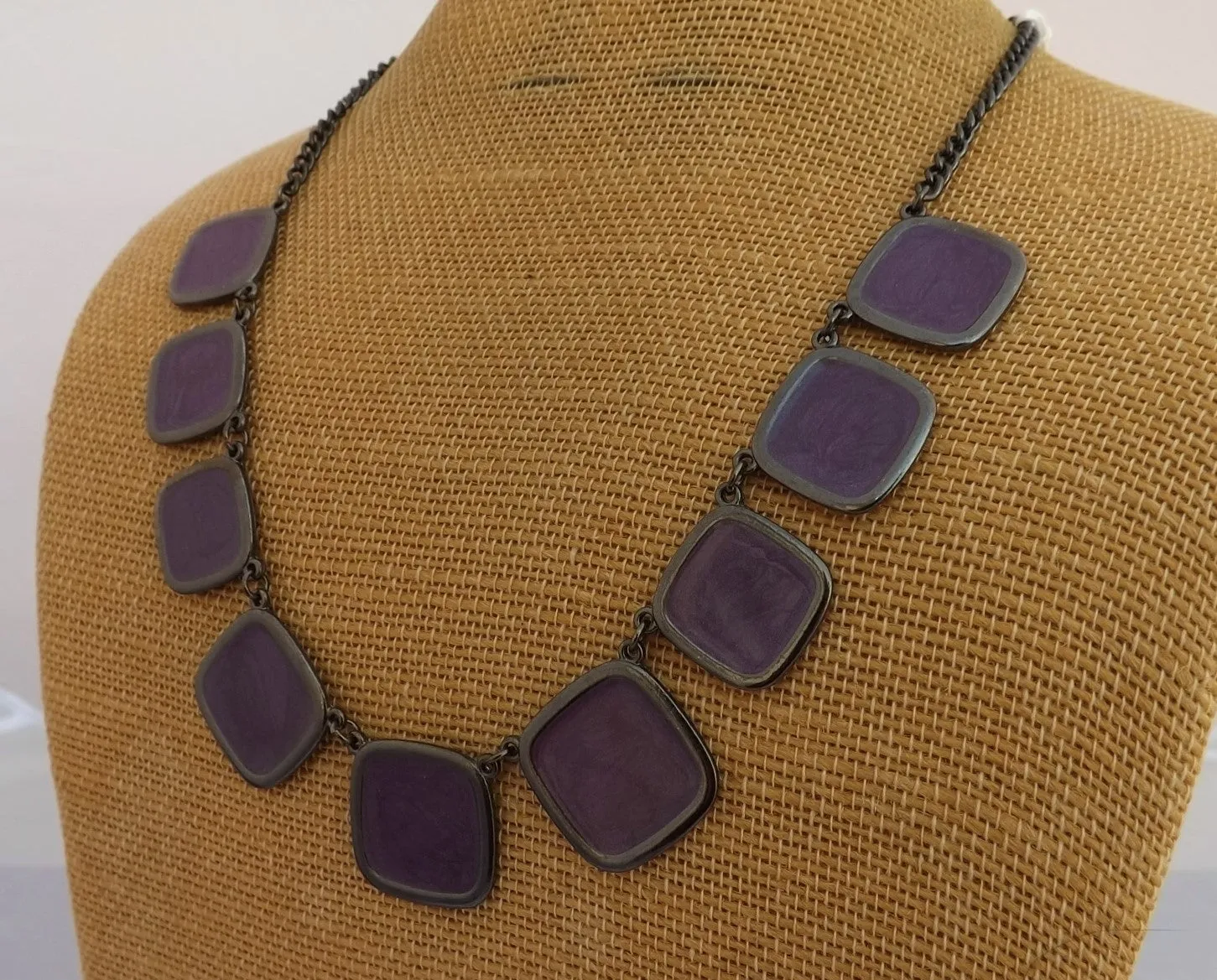 Purple & Black Square Collar Necklace