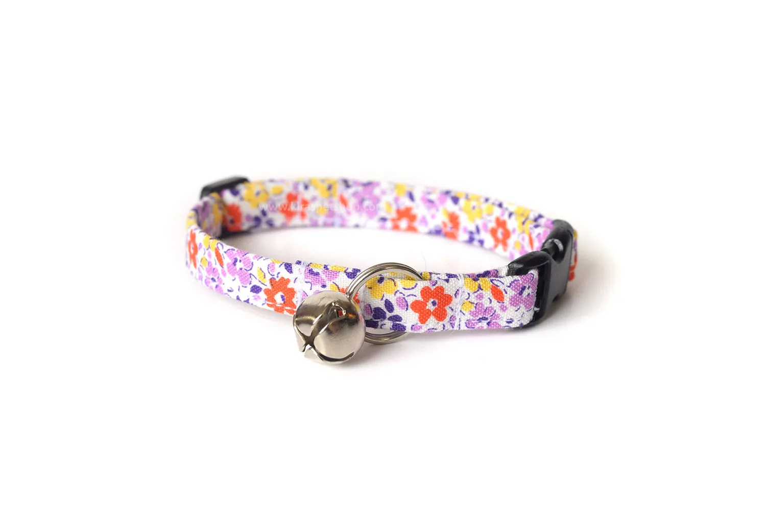 Purple, Orange & Yellow Floral Cat Collar