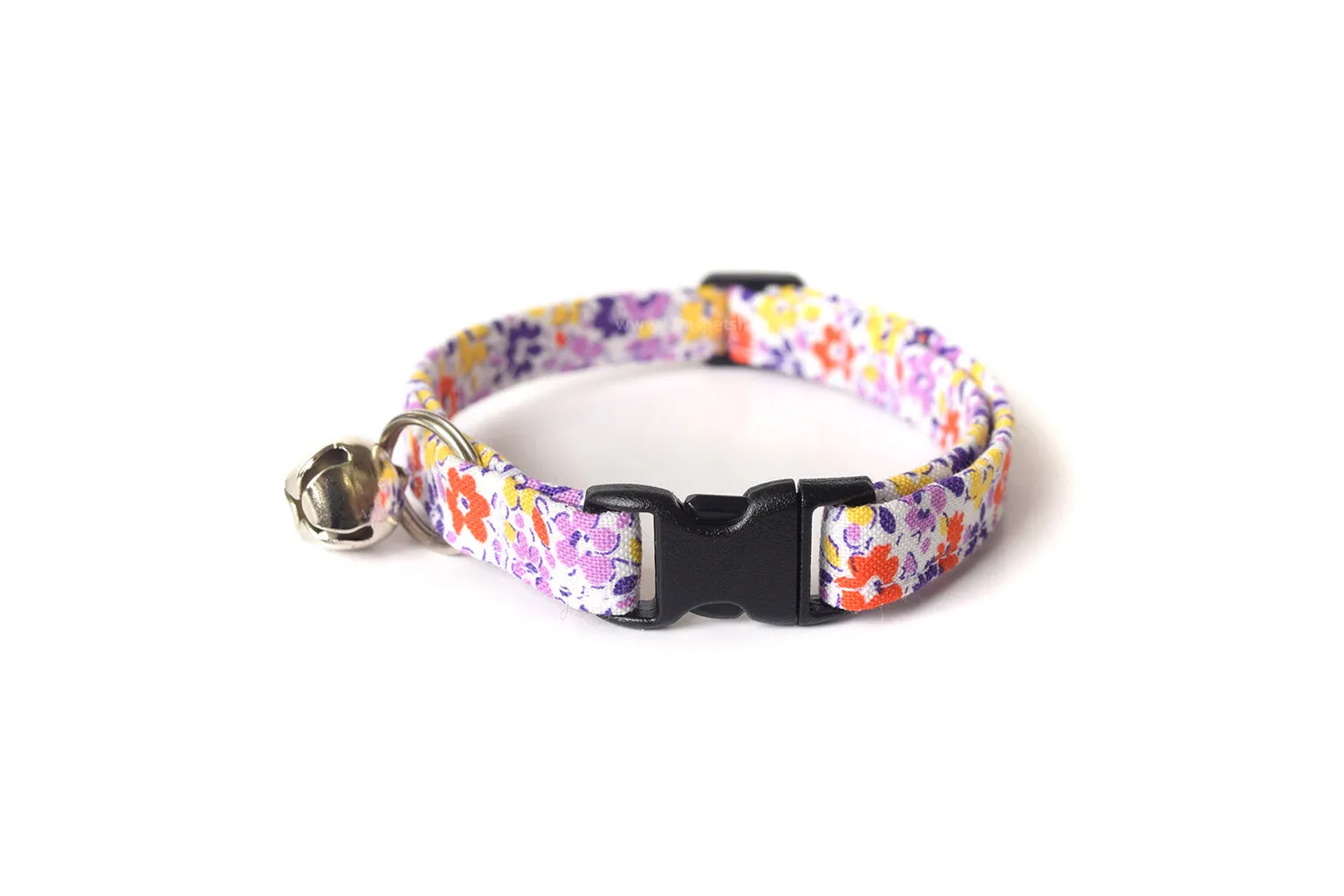 Purple, Orange & Yellow Floral Cat Collar