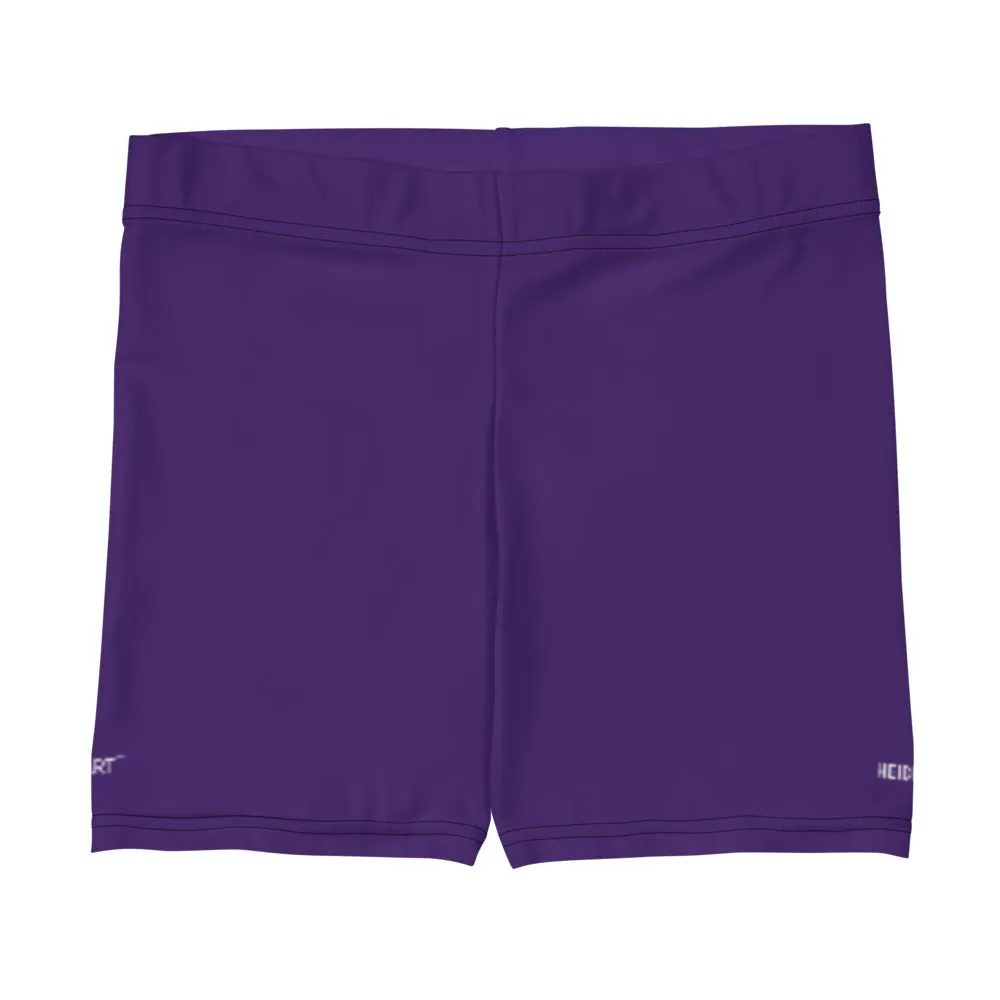 Purple Women's Shorts, Solid Color Purple Modern Short Tights For Women- Made in USA/EU