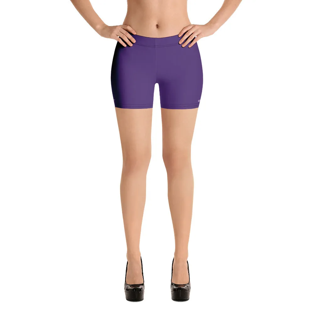 Purple Women's Shorts, Solid Color Purple Modern Short Tights For Women- Made in USA/EU