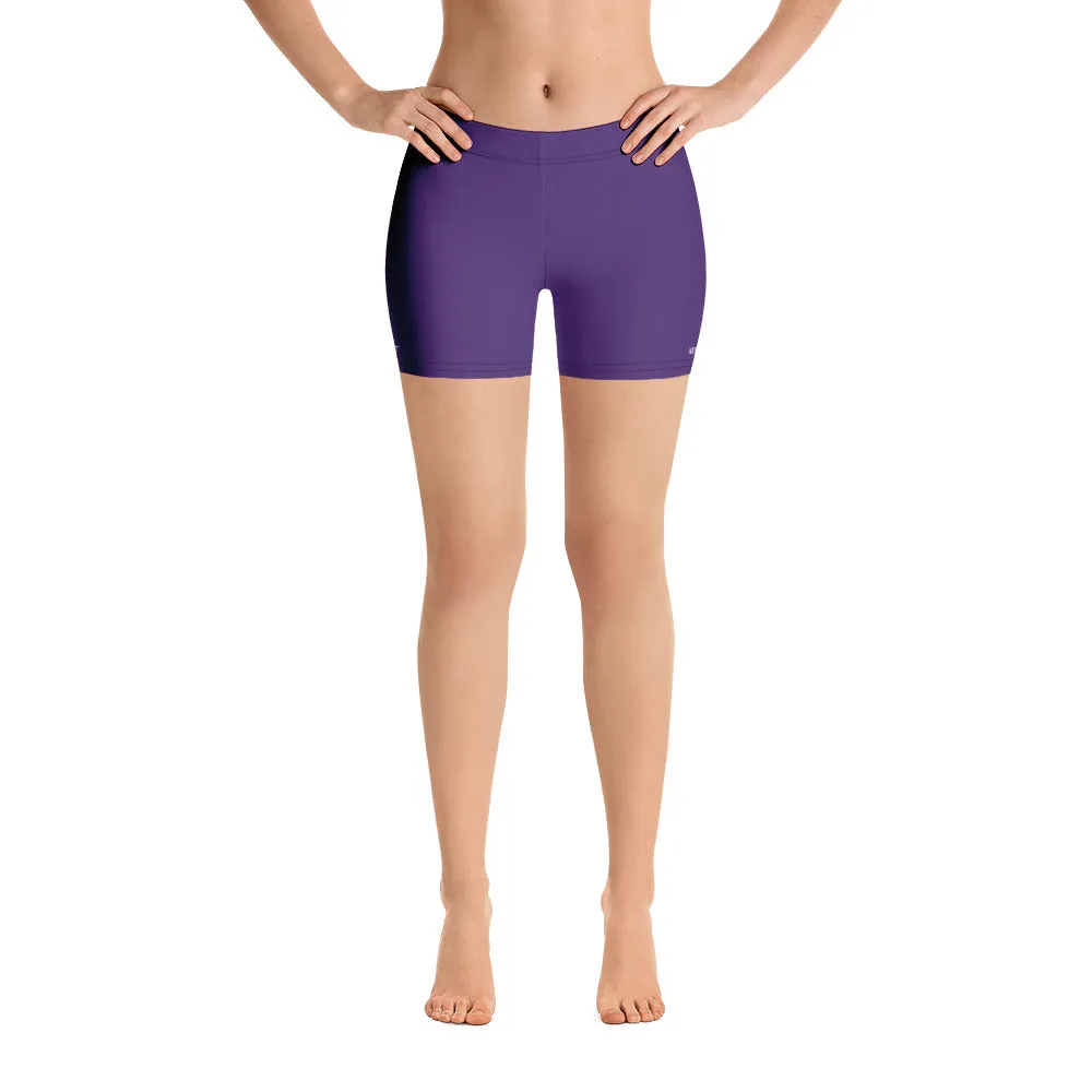 Purple Women's Shorts, Solid Color Purple Modern Short Tights For Women- Made in USA/EU