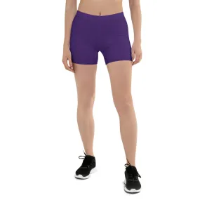 Purple Women's Shorts, Solid Color Purple Modern Short Tights For Women- Made in USA/EU