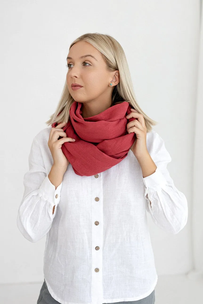 Raspberry Linen Scarf