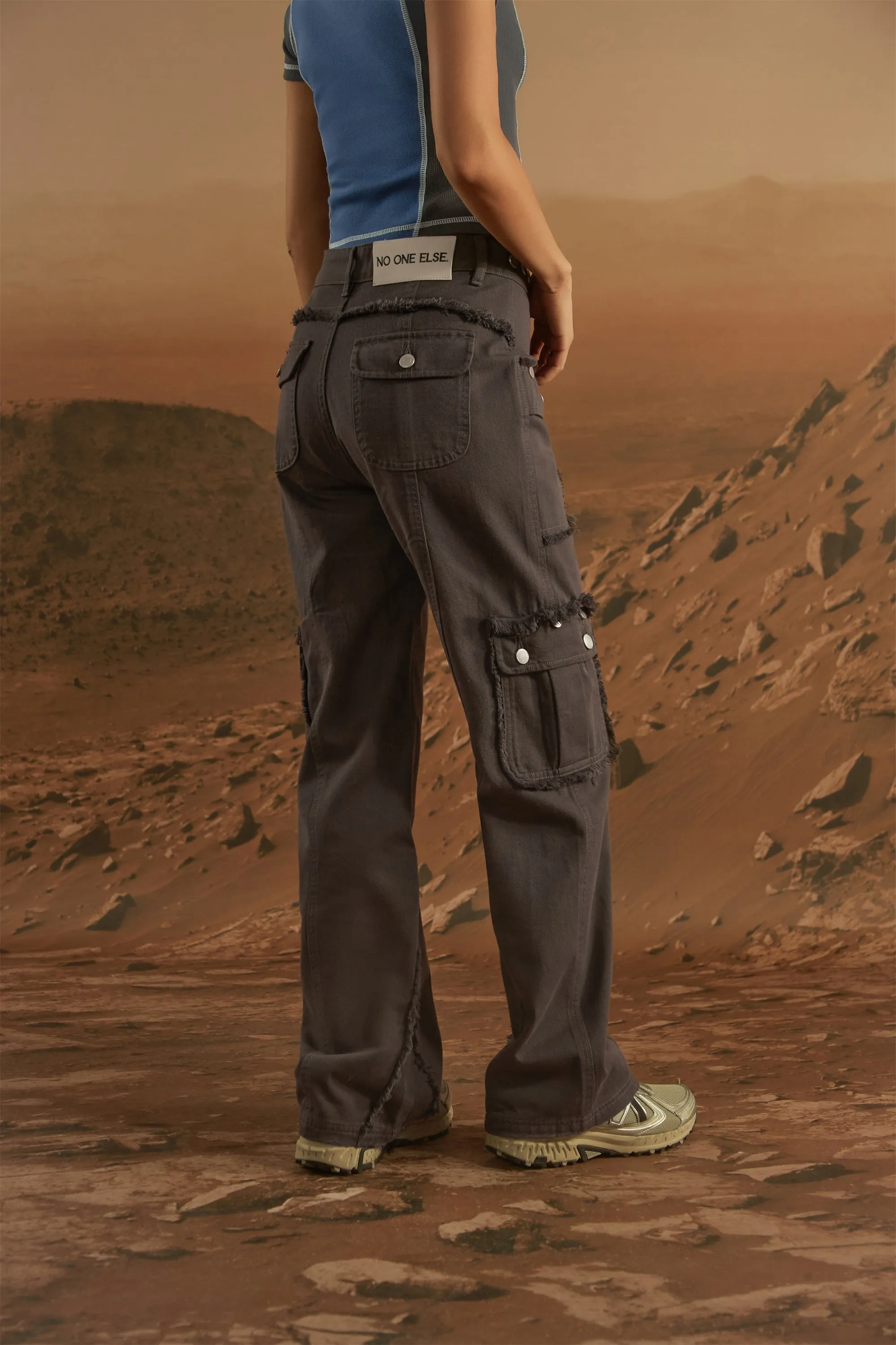 Raw Edge Wide Cargo Pants