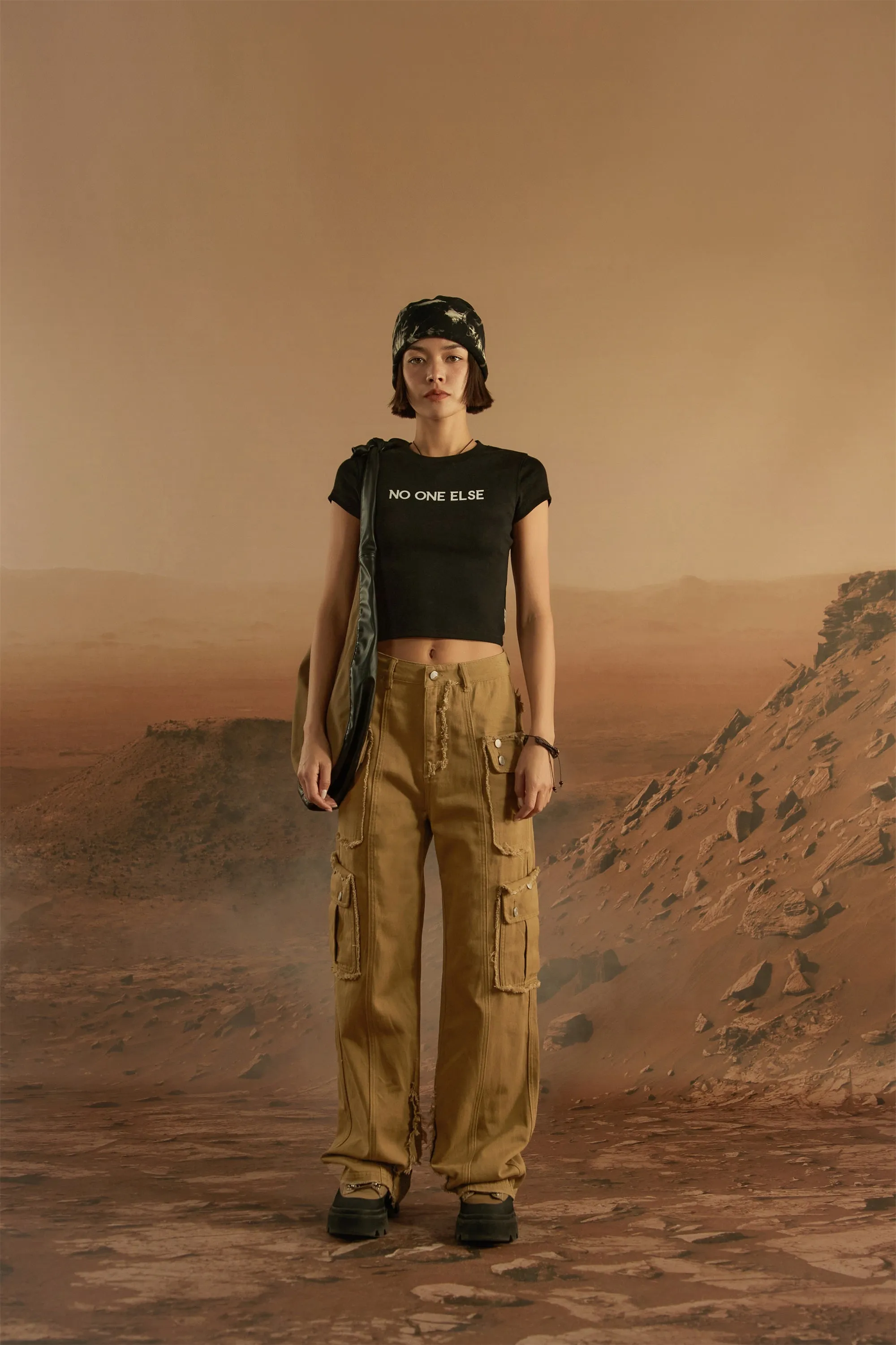 Raw Edge Wide Cargo Pants