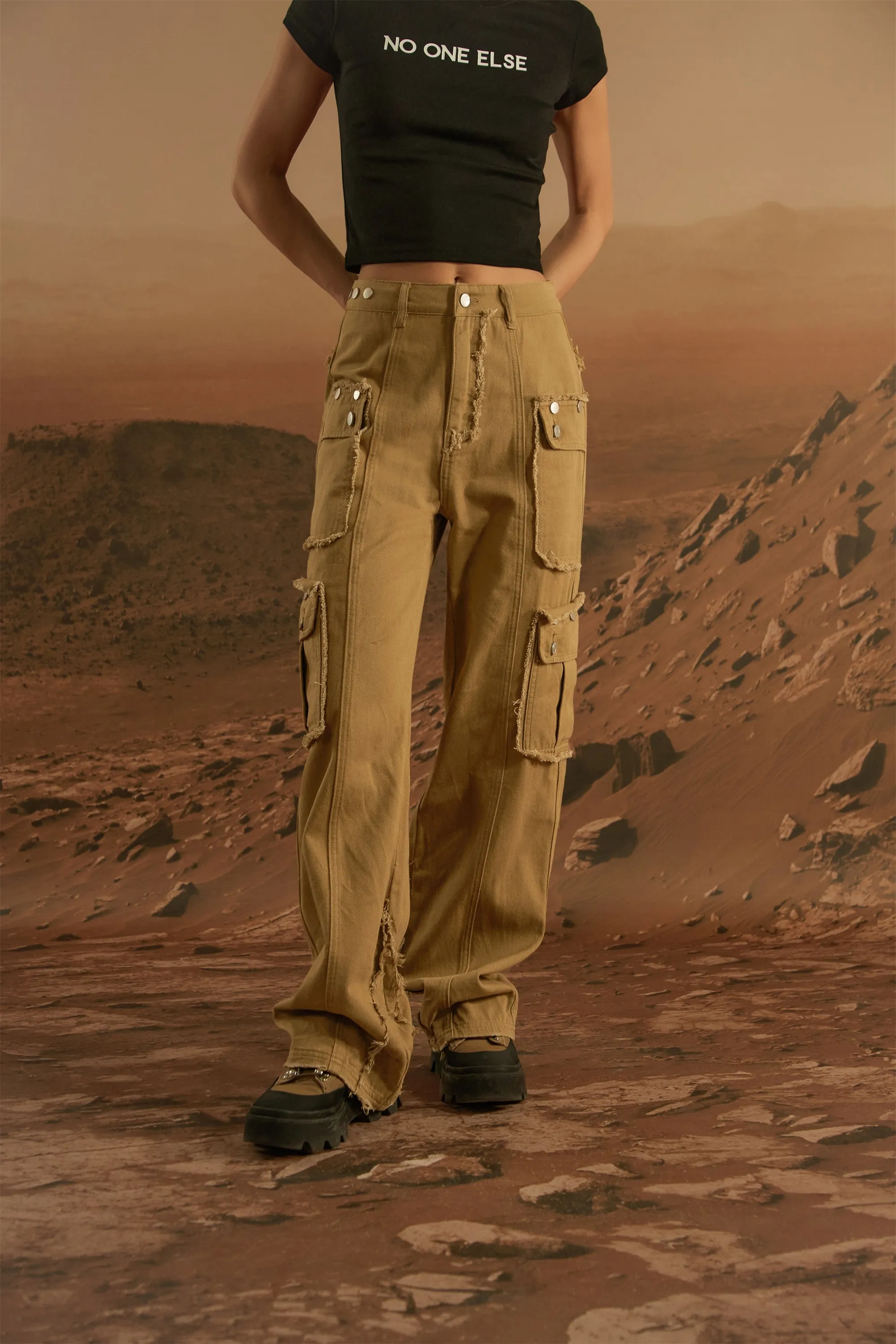 Raw Edge Wide Cargo Pants