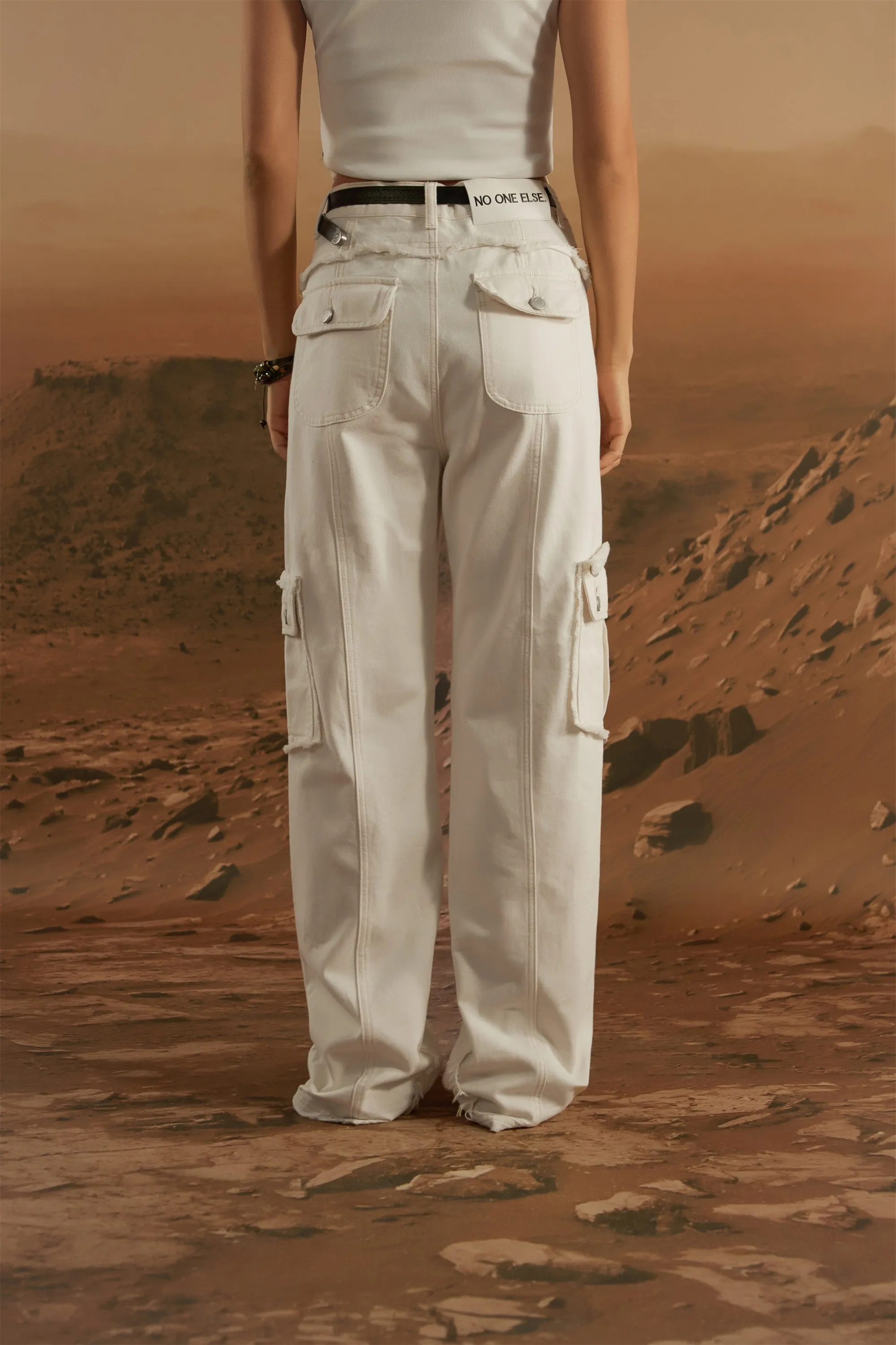 Raw Edge Wide Cargo Pants