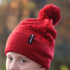 Red Maryland Flag / Knit Beanie Cap w/ Pom-Pom